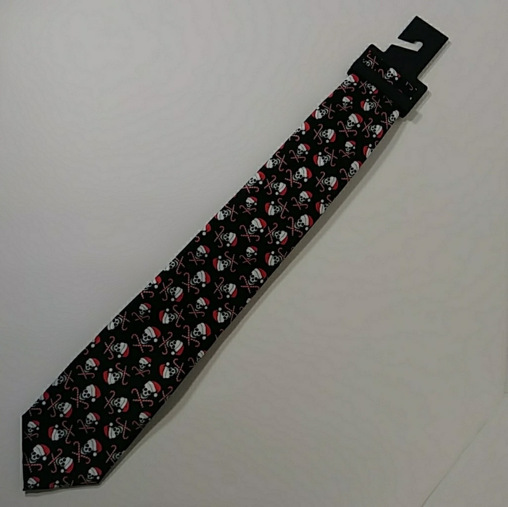 NEW Holiday Tie of Candy Cane & Skulls